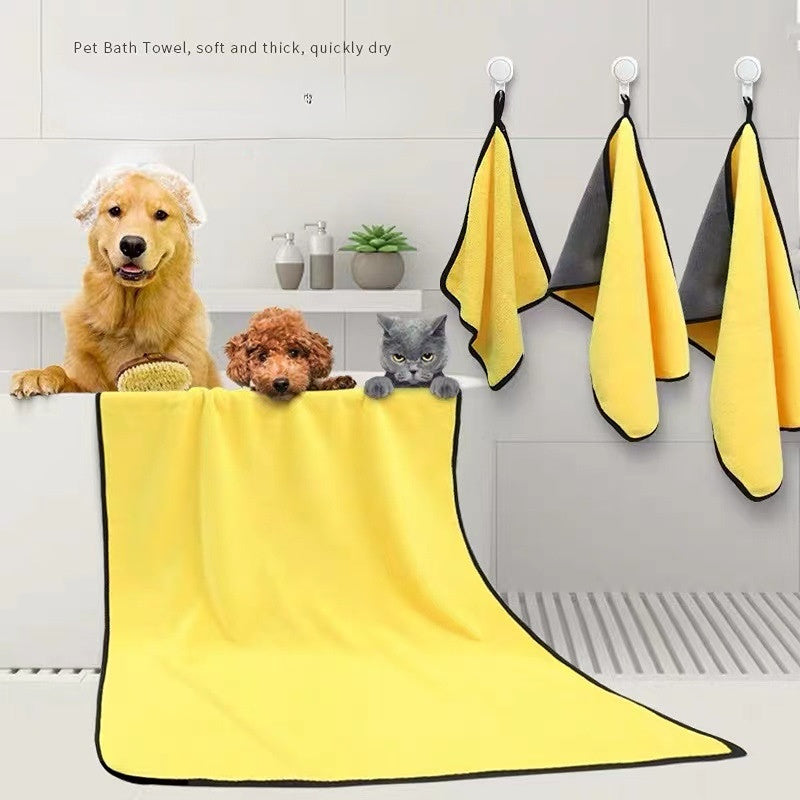 Super Absorbent Dog Drying Towel – Quick-Dry Soft Microfiber Bath Towel for Dogs & Cats, Multiple Sizes (Yellow) - woofyluxe