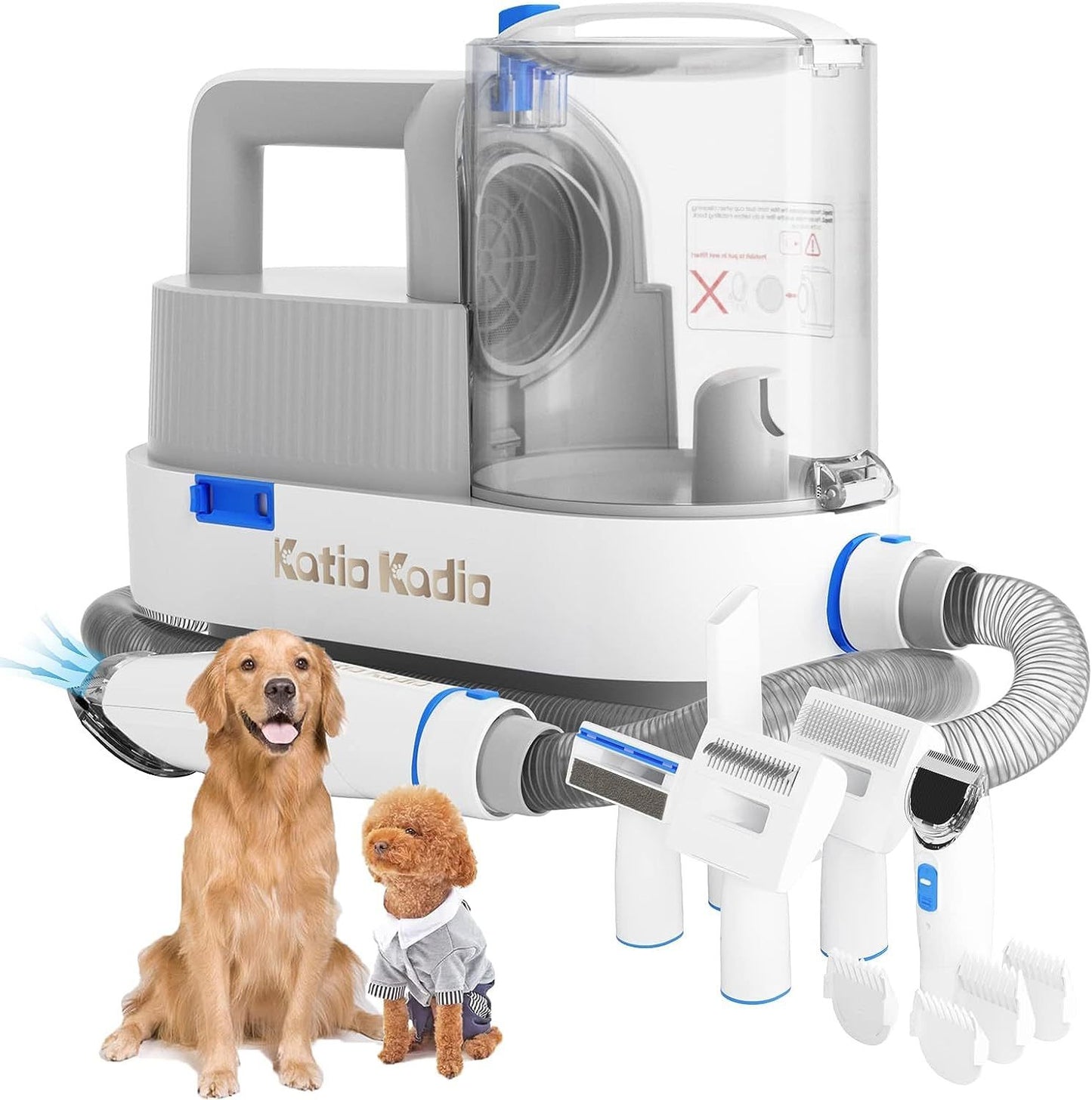 5-in-1 Low Noise Pet Grooming Kit with Vacuum Suction – Dog Hair Remover & Clippers for Shedding Cats and Dogs at Home - woofyluxe