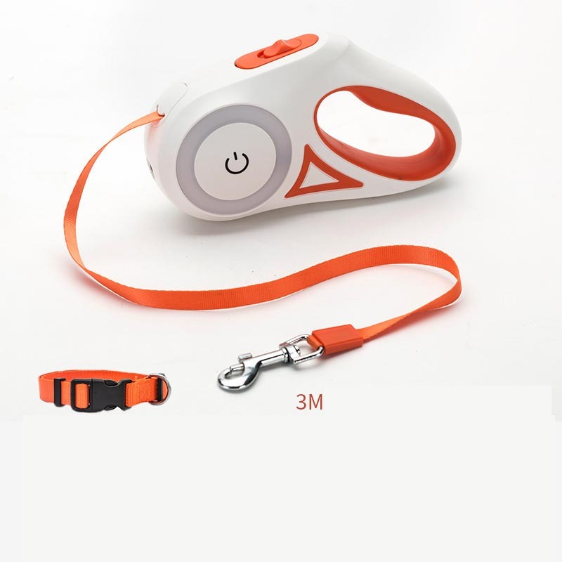 Retractable Dog Leash with Collar – One-Button Brake, Tangle-Free, 3M/5M for Small to Medium Pets - woofyluxe