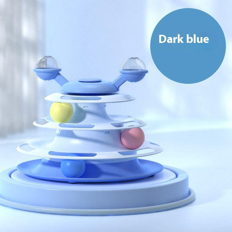 4-Layer Interactive Cat Toy Tower with Roller Balls – Multi-Level Turntable Puzzle Track Toy for Cats & Small Pets - woofyluxe