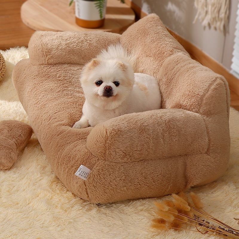 Flannel Warm Cat Bed Sofa – Soft Plush Pet Kennel for Cats (M/L Sizes) - woofyluxe