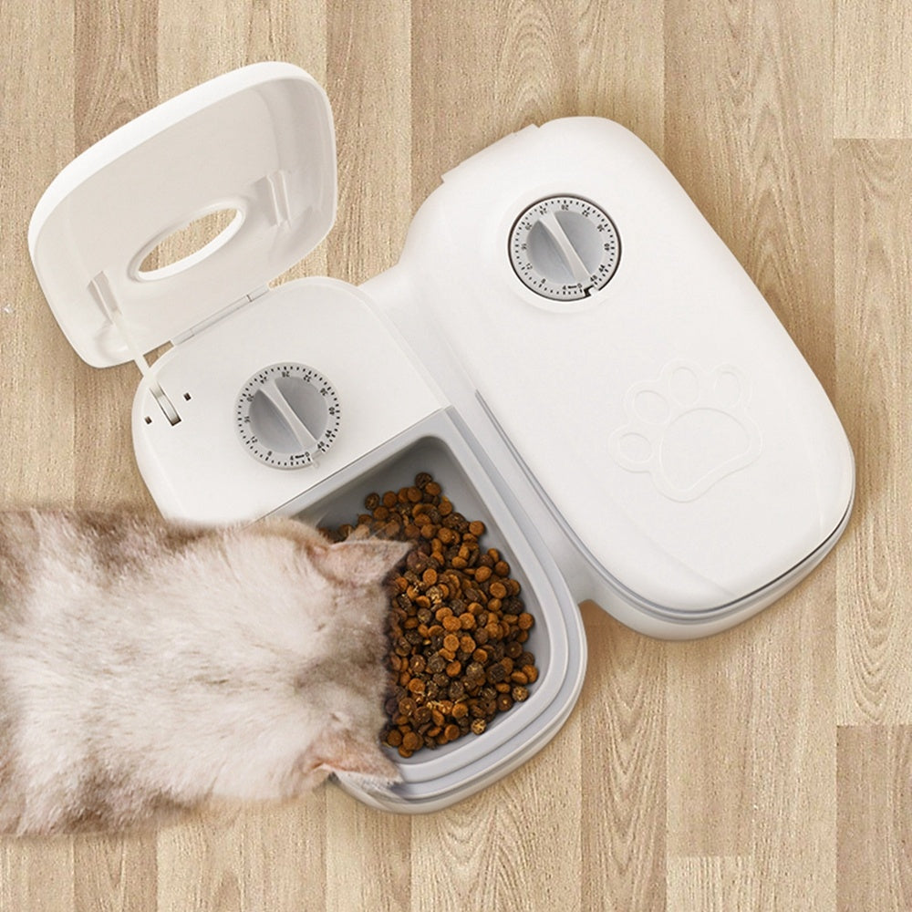 Automatic Pet Feeder & Water Dispenser – Smart 2-in-1 Gravity Food Feeder for Cats & Dogs with Stainless Steel Bowl - woofyluxe