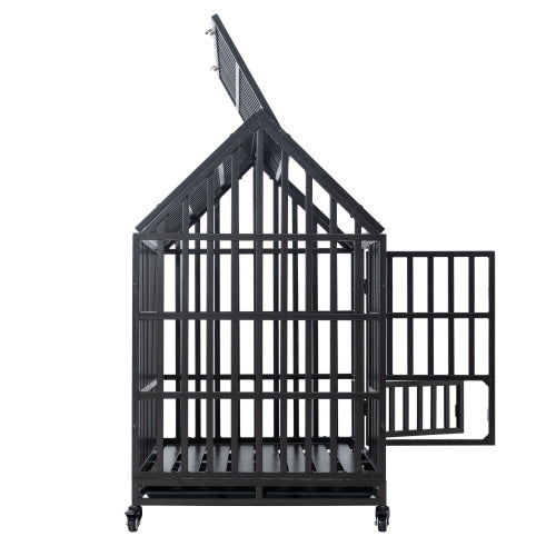 Heavy Duty Dog Kennel Cage with Roof, Windows, Lockable Doors, and Removable Trays – Indoor & Outdoor Use - woofyluxe