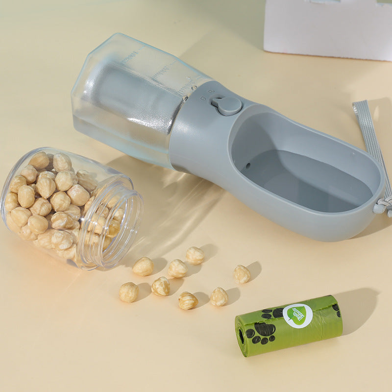 3-in-1 Dog Water Bottle with Food Container & Waste Bag – Portable Pet Travel Dispenser - woofyluxe