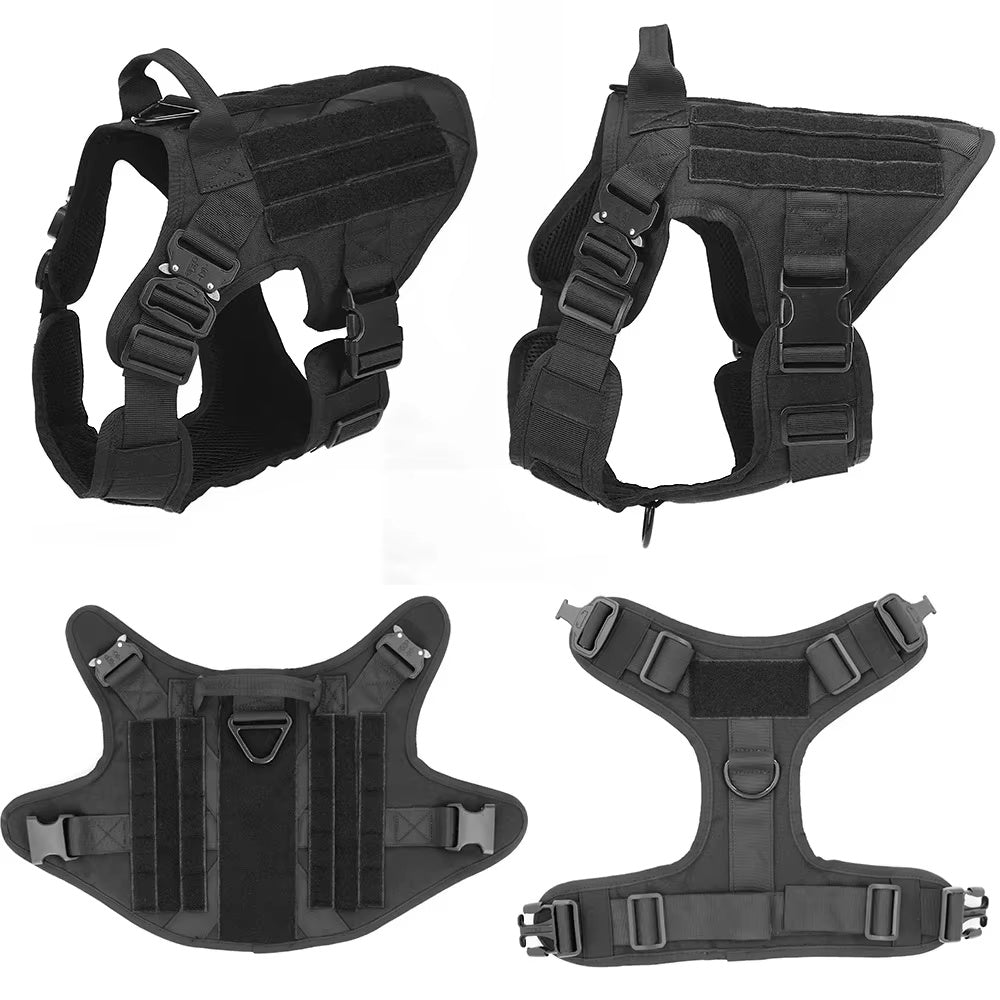 Tactical Dog Harness and Leash Set – 1000D Nylon Camouflage No-Pull Pet Vest for Training & Walking - woofyluxe