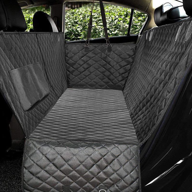 Waterproof Dog Car Seat Cover Hammock with Mesh View, Zipper & Storage Pocket – Universal Fit for Travel Safety - woofyluxe
