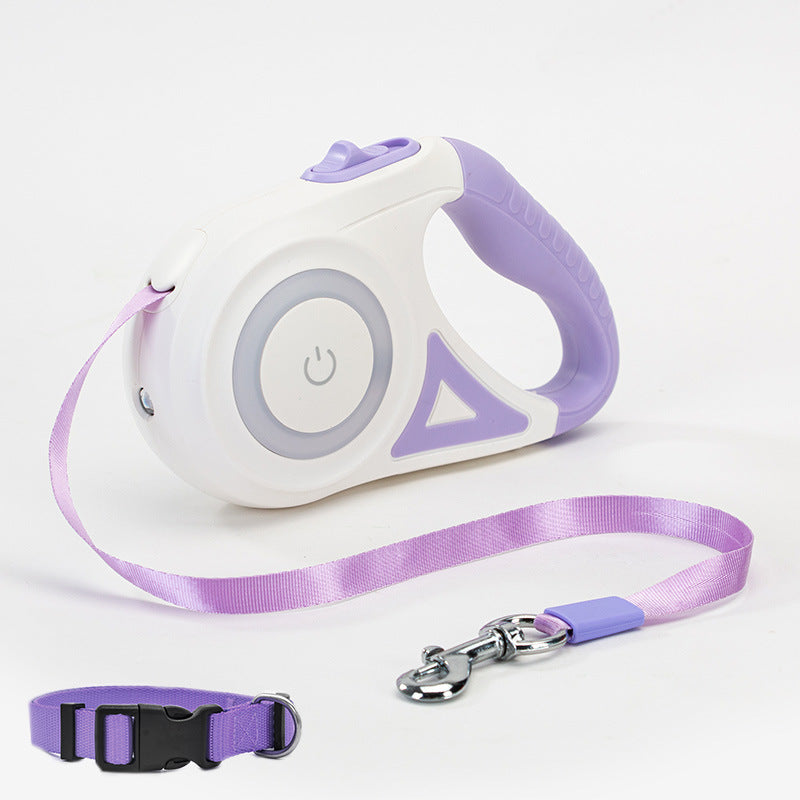 Retractable Dog Leash with Collar – One-Button Brake, Tangle-Free, 3M/5M for Small to Medium Pets - woofyluxe