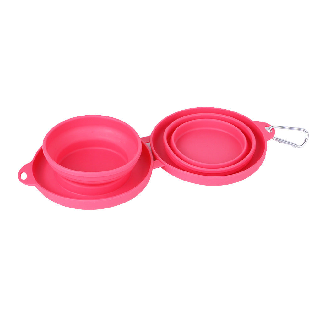 Rubber Foldable Double Bowl for Dogs & Cats – Portable Pet Feeding & Water Bowls with Non-Slip Silicone Mat - woofyluxe