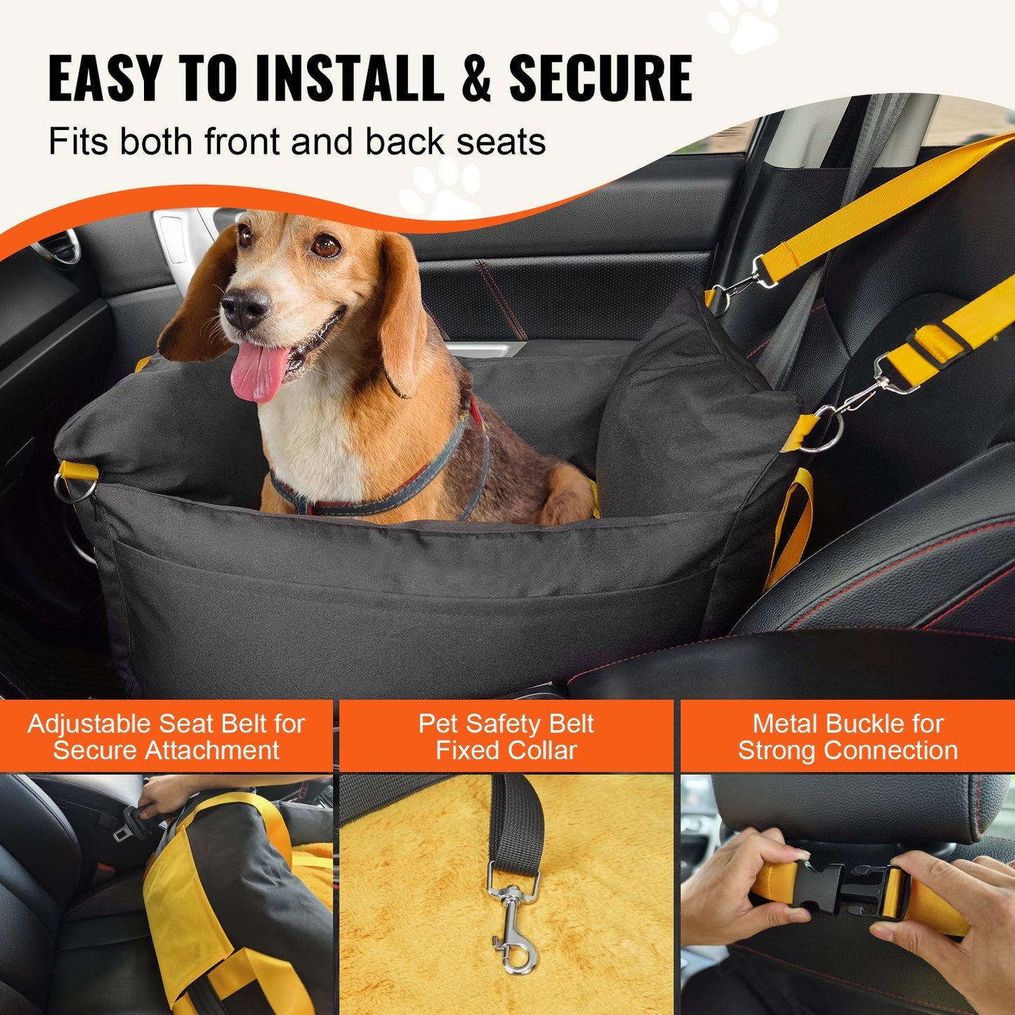 Luxury Dog Car Booster Seat – Fits Small Dogs Up to 25lbs | VEVOR Black - woofyluxe