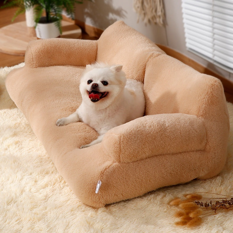 Flannel Warm Cat Bed Sofa – Soft Plush Pet Kennel for Cats (M/L Sizes) - woofyluxe