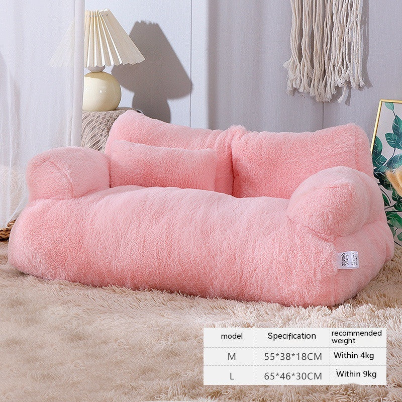 Flannel Warm Cat Bed Sofa – Soft Plush Pet Kennel for Cats (M/L Sizes) - woofyluxe