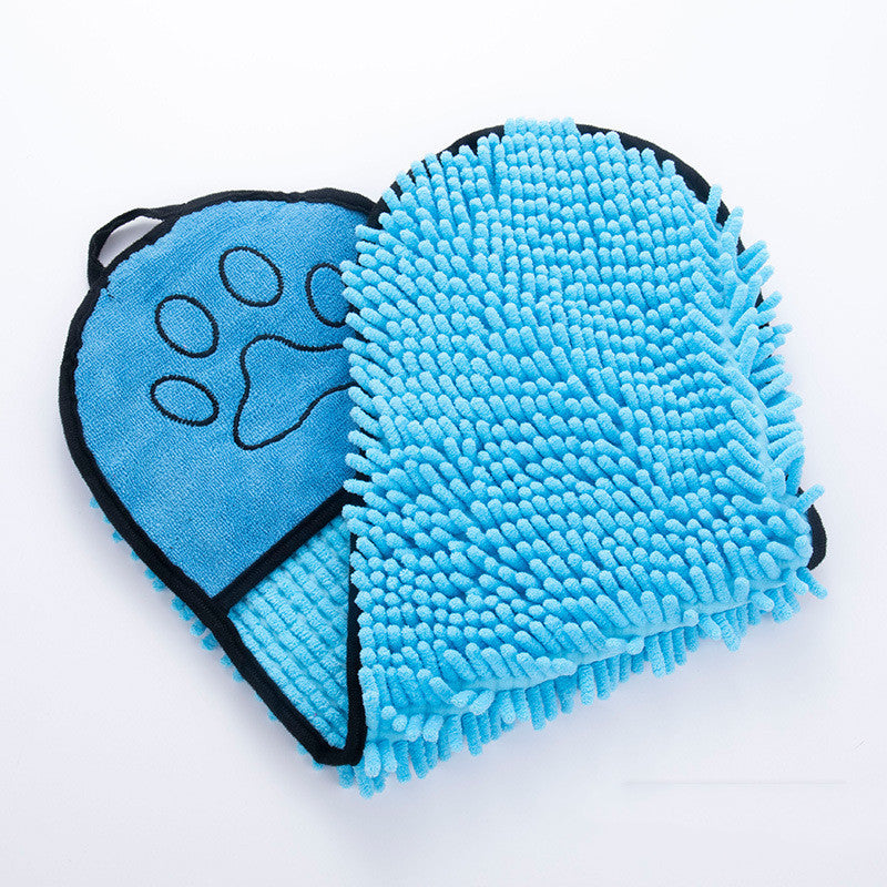 Super Absorbent Microfiber Dog & Cat Bath Towel – Quick Dry Chenille Pet Bathrobe with Double Pockets (62×23cm) - woofyluxe
