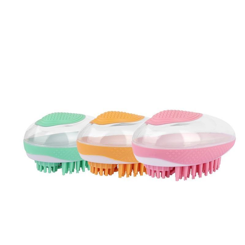 2-in-1 Dog & Cat Bath Brush – Soft Silicone Grooming Comb with Shampoo Dispenser - woofyluxe