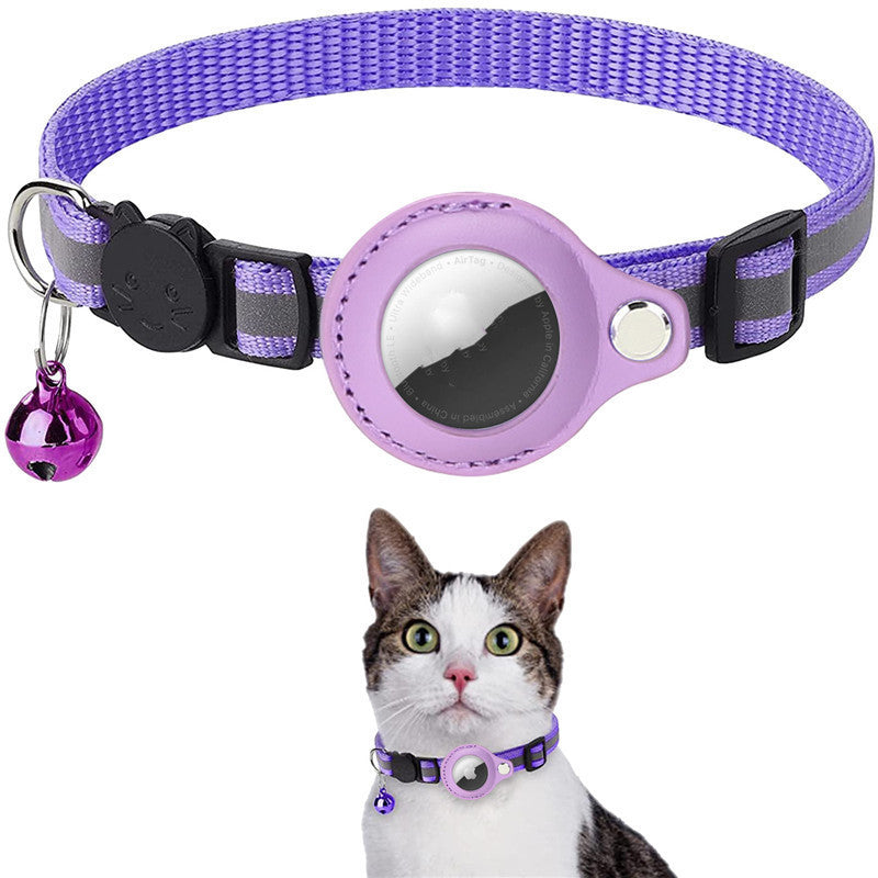 Reflective Nylon Dog Collar with Airtag Holder – Waterproof & Adjustable for Cats and Puppie - woofyluxe