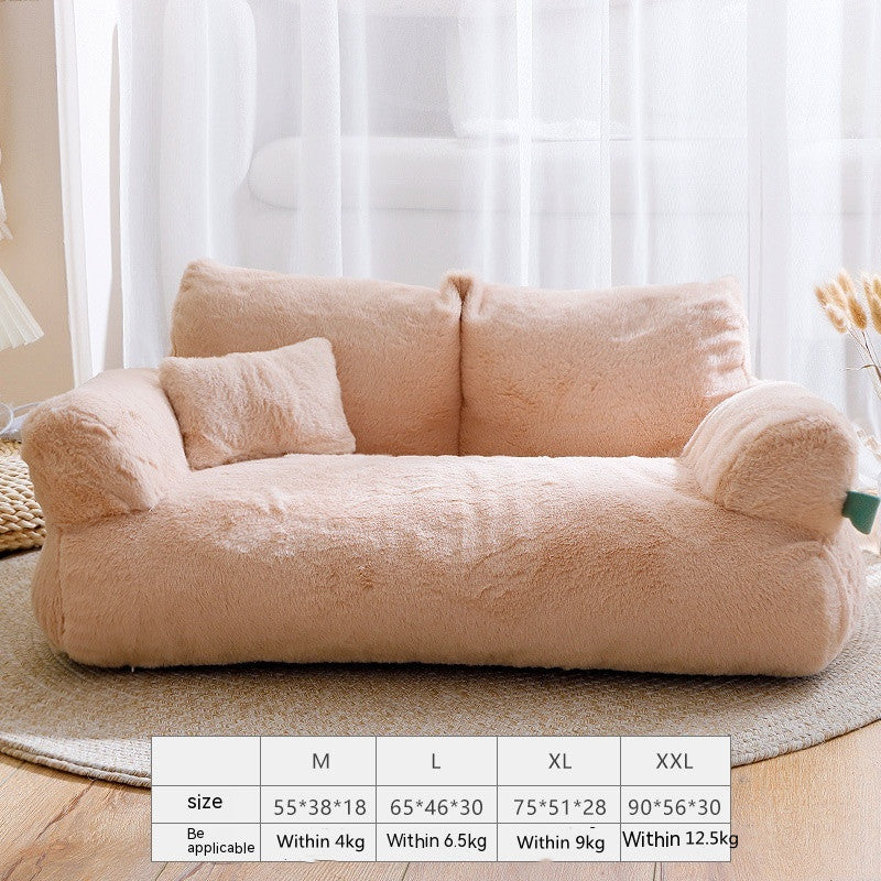 Flannel Warm Cat Bed Sofa – Soft Plush Pet Kennel for Cats (M/L Sizes) - woofyluxe