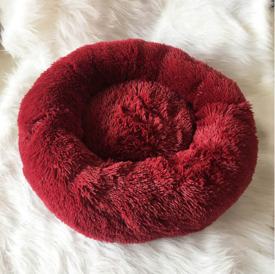 Calming Donut Dog Bed – Round Plush Pet Nest for Small Dogs & Cats (3 Sizes) - woofyluxe