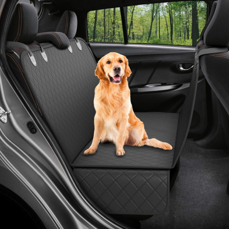 Waterproof Dog Car Seat Cover Hammock with Mesh View, Zipper & Storage Pocket – Universal Fit for Travel Safety - woofyluxe