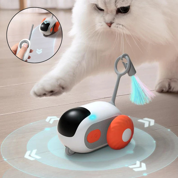 Remote Control Interactive Cat Car Toy – USB Rechargeable Smart Obstacle Avoidance Automatic Moving Car for Cats, Indoor Chasing & Exercise Pet Toy