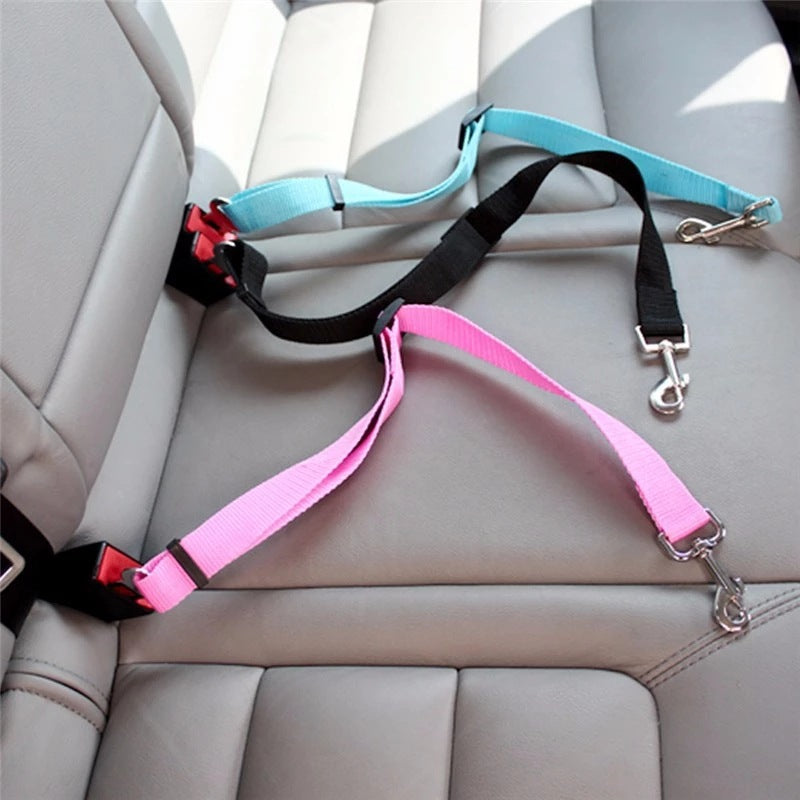 Adjustable Pet Dog & Cat Car Seat Belt | Vehicle Safety Harness Lead Clip for Travel