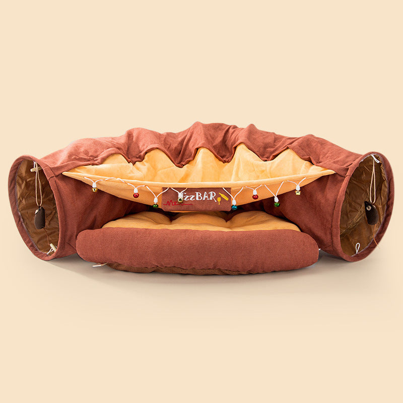 Collapsible Cat Tunnel – Durable, Washable, Portable Pet Play Tunnel (45 x 50 x 22 cm) - woofyluxe
