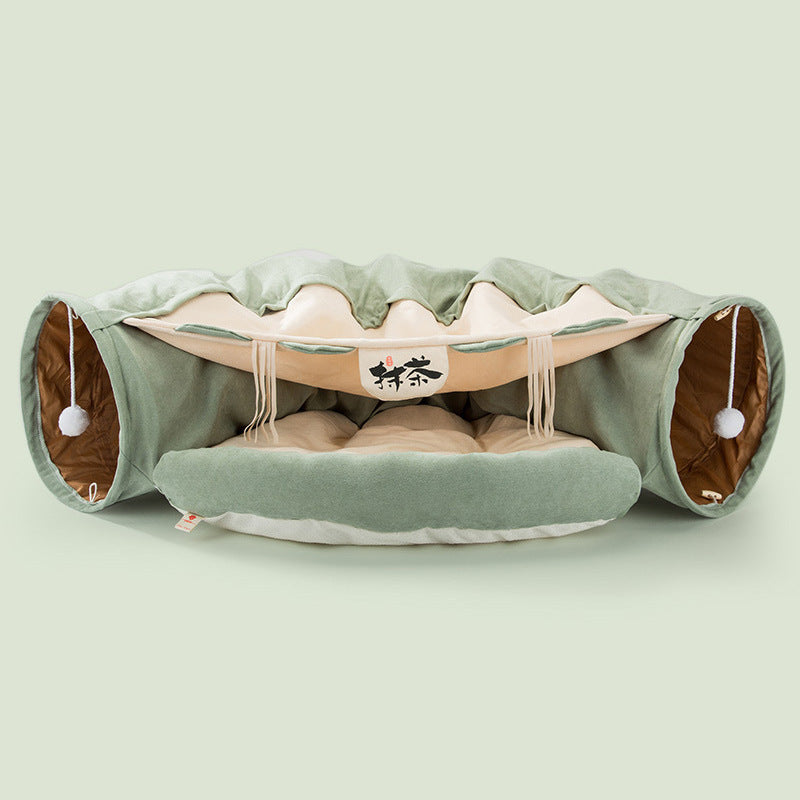 Collapsible Cat Tunnel – Durable, Washable, Portable Pet Play Tunnel (45 x 50 x 22 cm) - woofyluxe