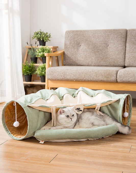 Collapsible Cat Tunnel – Durable, Washable, Portable Pet Play Tunnel (45 x 50 x 22 cm) - woofyluxe