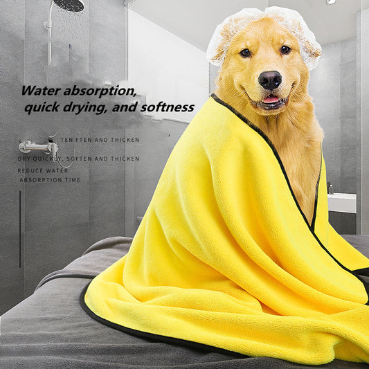 Super Absorbent Dog Drying Towel – Quick-Dry Soft Microfiber Bath Towel for Dogs & Cats, Multiple Sizes (Yellow) - woofyluxe