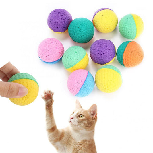 Latex Foam Ball Cat Chase Toy – 10PCS Soft Bouncy Balls for Indoor Cat Play & Exercise - woofyluxe