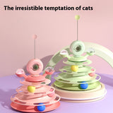 4-Layer Interactive Cat Toy Tower with Roller Balls – Multi-Level Turntable Puzzle Track Toy for Cats & Small Pets - woofyluxe