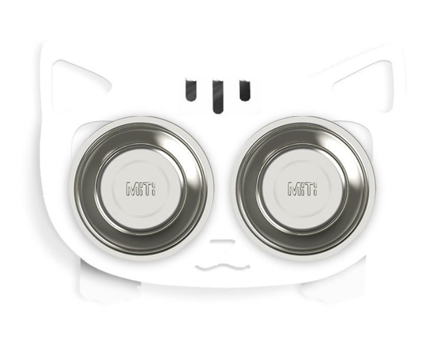 Anti-Falling Cat & Dog Feeding Water Bowl – Inclined Design, Stainless Steel Pet Bowl (Black/White/Pink/Blue) - woofyluxe