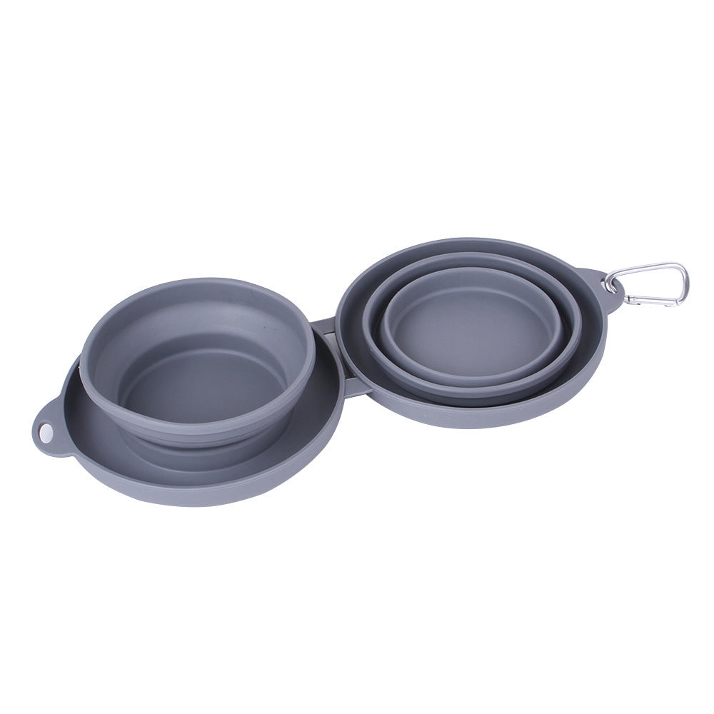 Rubber Foldable Double Bowl for Dogs & Cats – Portable Pet Feeding & Water Bowls with Non-Slip Silicone Mat - woofyluxe