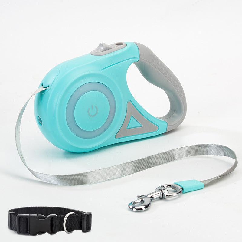 Retractable Dog Leash with Collar – One-Button Brake, Tangle-Free, 3M/5M for Small to Medium Pets - woofyluxe