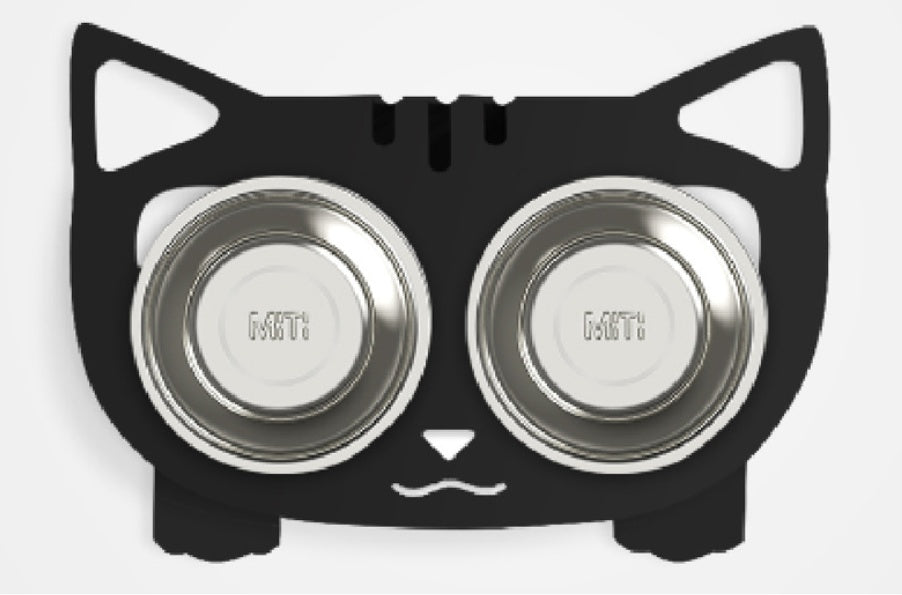 Anti-Falling Cat & Dog Feeding Water Bowl – Inclined Design, Stainless Steel Pet Bowl (Black/White/Pink/Blue) - woofyluxe