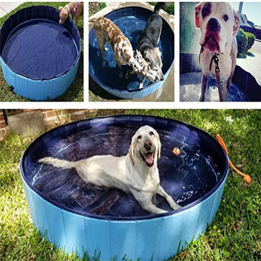 Foldable Pet Dog Swimming Pool – Durable Outdoor Bath Tub for Large Dogs & Kids (PVC Material, Multiple Sizes) - woofyluxe