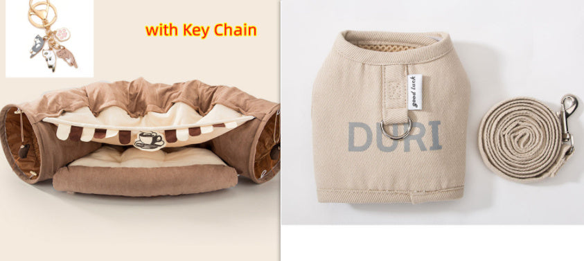 Collapsible Cat Tunnel – Durable, Washable, Portable Pet Play Tunnel (45 x 50 x 22 cm) - woofyluxe