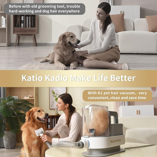 5-in-1 Low Noise Pet Grooming Kit with Vacuum Suction – Dog Hair Remover & Clippers for Shedding Cats and Dogs at Home - woofyluxe