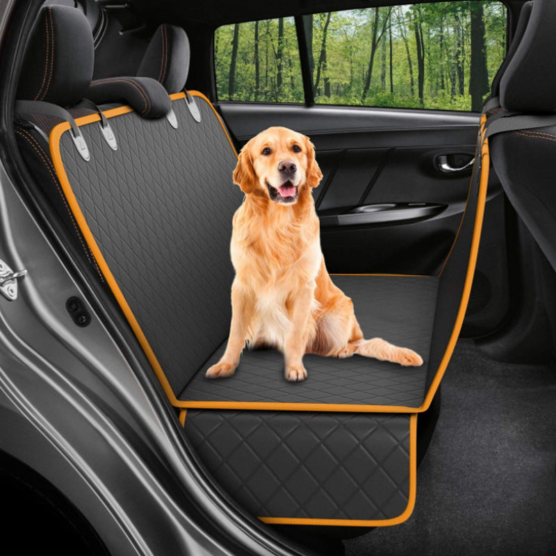 Waterproof Dog Car Seat Cover Hammock with Mesh View, Zipper & Storage Pocket – Universal Fit for Travel Safety - woofyluxe