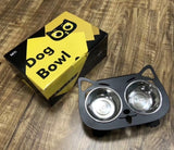 Anti-Falling Cat & Dog Feeding Water Bowl – Inclined Design, Stainless Steel Pet Bowl (Black/White/Pink/Blue) - woofyluxe