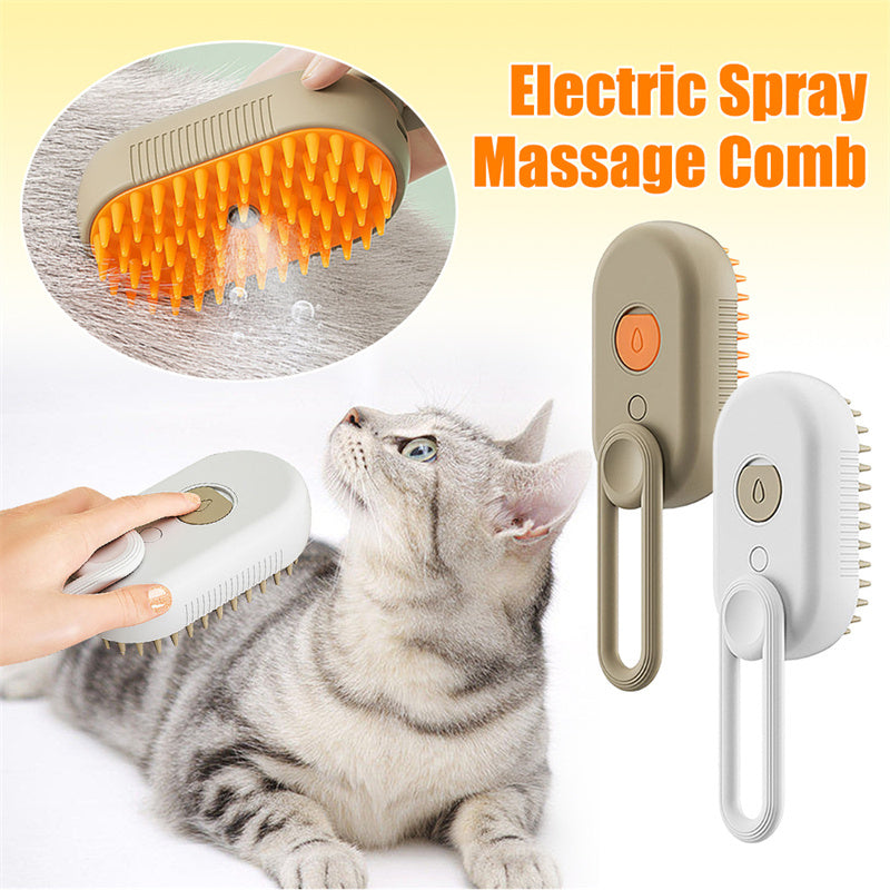 3-in-1 Electric Steam Pet Brush for Dogs & Cats – Hair Removal, Massage & Anti-Static Grooming Comb