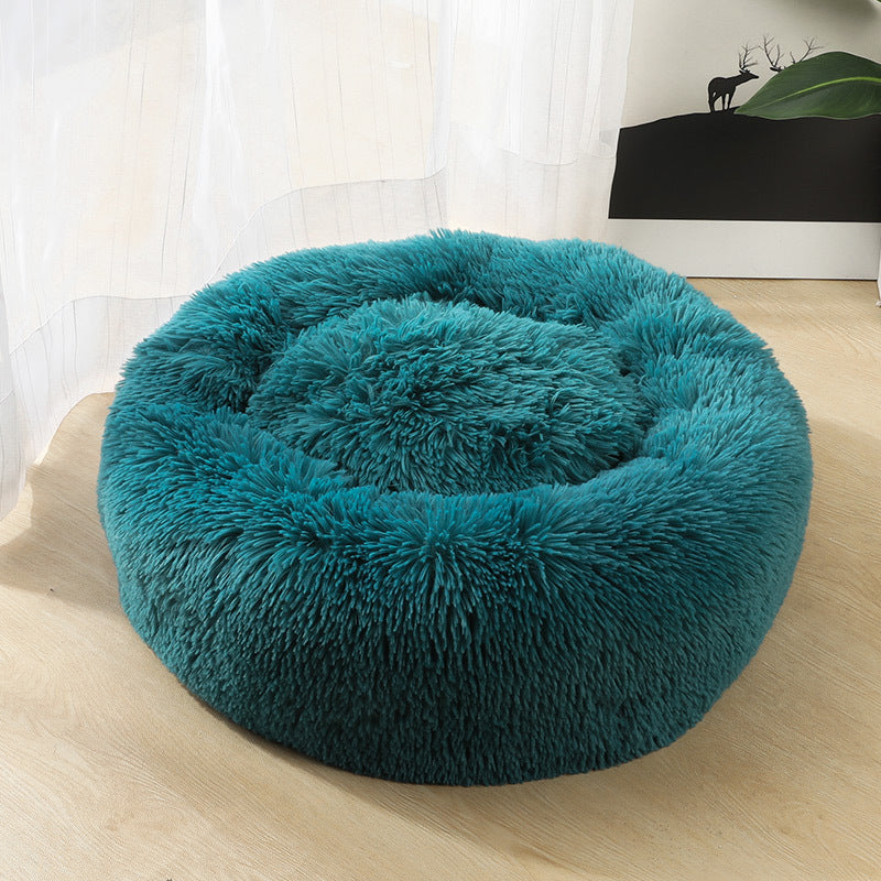 Calming Donut Dog Bed – Round Plush Pet Nest for Small Dogs & Cats (3 Sizes) - woofyluxe