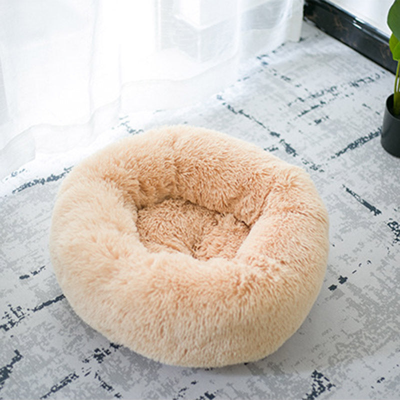 Calming Donut Dog Bed – Round Plush Pet Nest for Small Dogs & Cats (3 Sizes) - woofyluxe