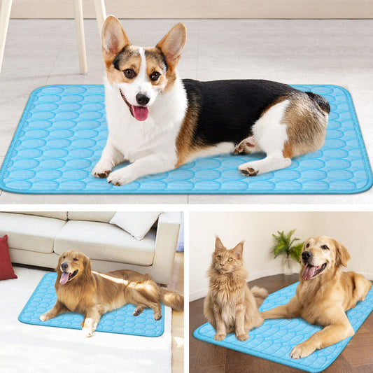 Pet Cooling Mat – Breathable Ice Silk Summer Pad for Dogs & Cats | Waterproof, Washable, Non-Slip Cool Bed - woofyluxe