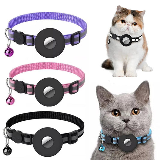 Reflective Nylon Dog Collar with Airtag Holder – Waterproof & Adjustable for Cats and Puppie - woofyluxe