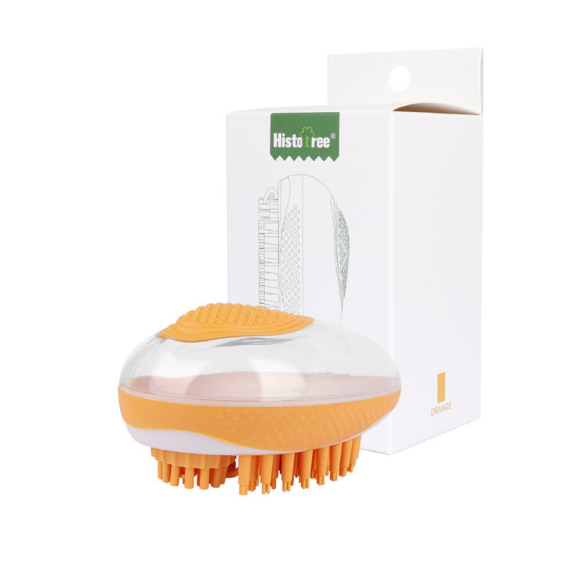 2-in-1 Dog & Cat Bath Brush – Soft Silicone Grooming Comb with Shampoo Dispenser - woofyluxe