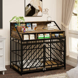 43.3" Large Wooden Dog Crate Furniture with Storage Drawers – Heavy Duty Pet Kennel for Large Dogs - woofyluxe