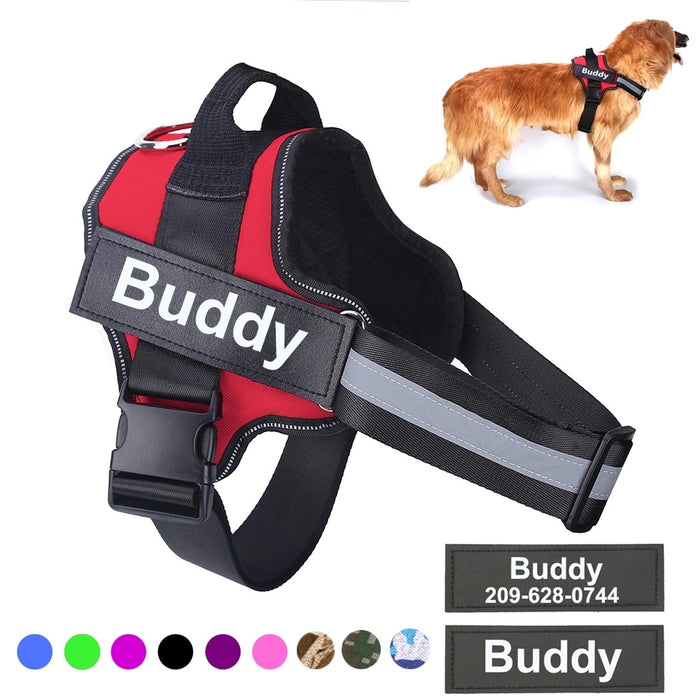 Personalized No-Pull Dog Harness – Reflective, Breathable, Adjustable Vest with Custom Patch