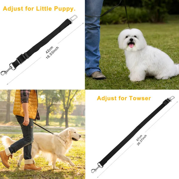 2Pcs Adjustable Dog Cat Seat Belt Harness – Pet Car Safety Leash for Small, Medium & Large Pet - woofyluxe
