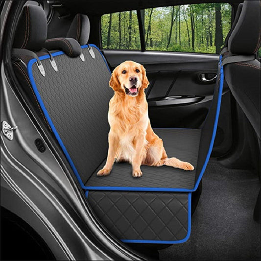 Waterproof Dog Car Seat Cover Hammock with Mesh View, Zipper & Storage Pocket – Universal Fit for Travel Safety - woofyluxe
