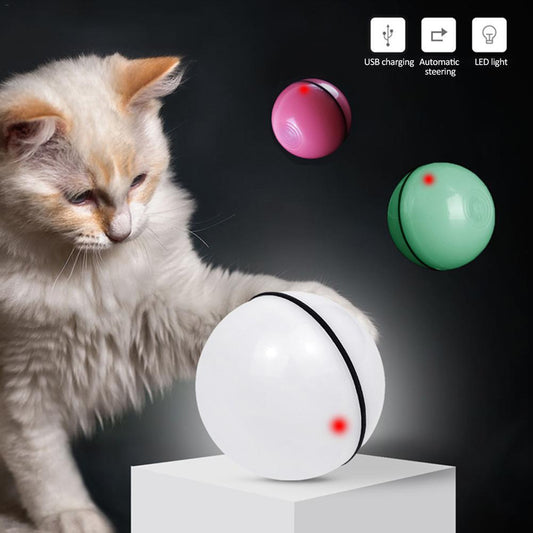 Rechargeable LED Laser Rolling Cat Toy Ball with Catnip – Interactive 360° Rotating Smart Pet Toy - woofyluxe